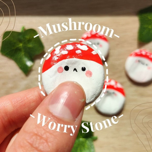 Cute Mushroom Clay Worry Stone Cottagecore Fidget For Stress Relief