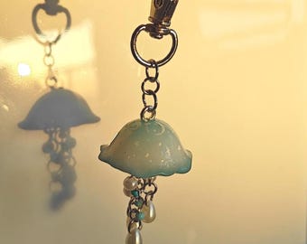 Cute Jellyfish Polymer Clay Keychain Charm