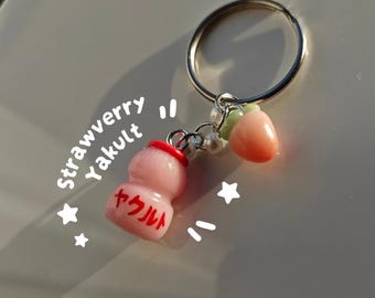 Polymer Clay Strawberry Yakult Charm Cute