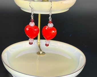 Red and Pink Heart Earrings