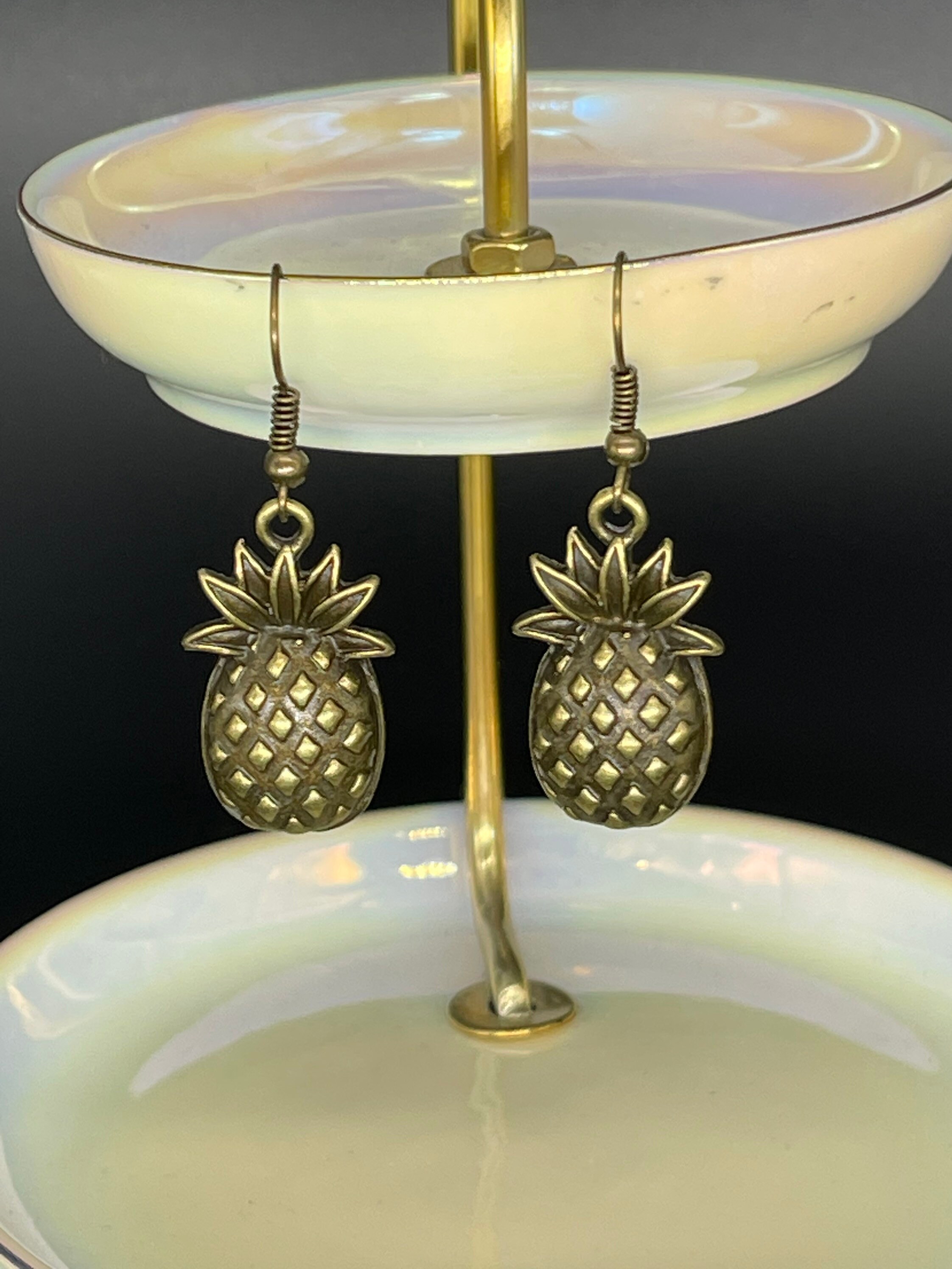 Bronze Pineapple Drop Earrings Etsy UK