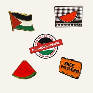 Palestina-speldenset | Palestina-speld watermeloen | Kuffiyeh-speld | Gratis Palestina-badge | Protestbordspeld | Emaille pin Palestijnse vlag