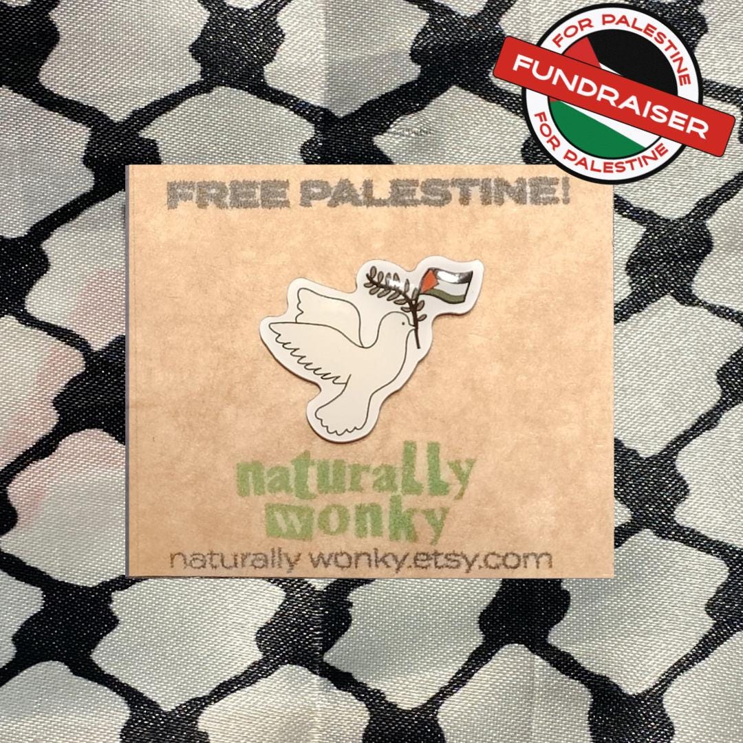 Dove Palestine Olive Branch Pin Badge Lightweight Gaza Fundraiser ...