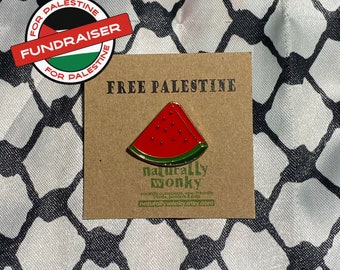 Watermelon Palestine Pin Badge | Free Palestine Badge | Protest Sign Pin Donation Gaza Fundraiser | Palestine Enamel Pin Gaza Christmas Gift