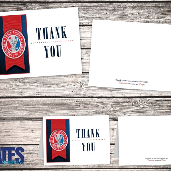 Eagle Scout Thank You Note, Court of Honor Thank You Note, Digital Download, 8.5x11 Printable PDF, 5.5x4.25 folded