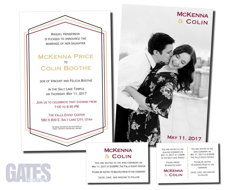 5x7 Flat Simple Elegant Custom Invitation Template Digital Download Wedding Invitation Set Invite with Photo