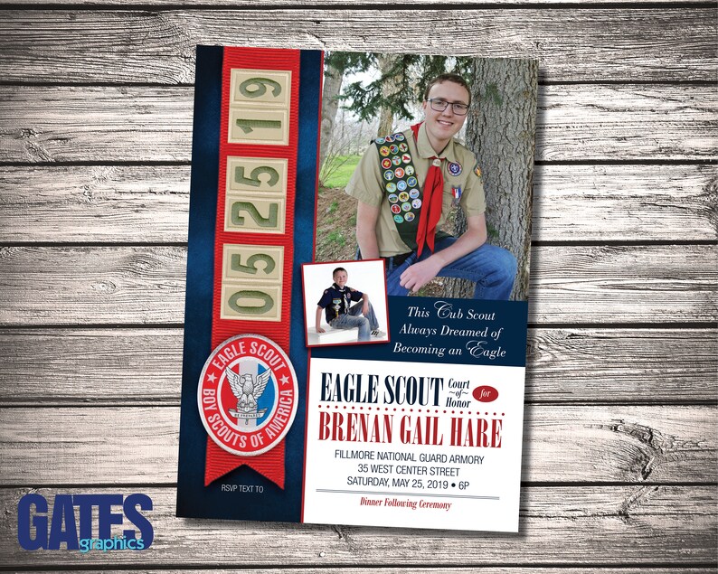 Eagle Scout Announcement With Photo Digital Download Custom Court of Eagle Scout Announcement With Photo Digital Download Custom Court of