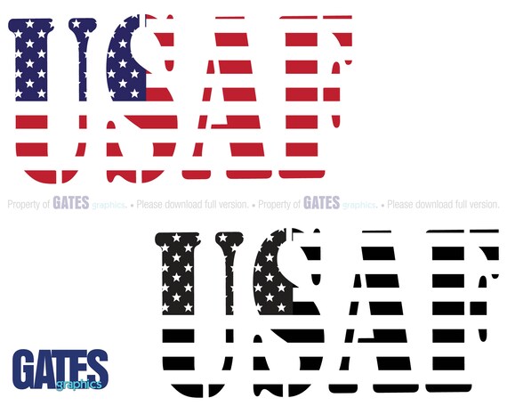 Download Us Air Force Usaf American Flag Letters Digital Download Jpeg Png Svg Vector Color Black And White