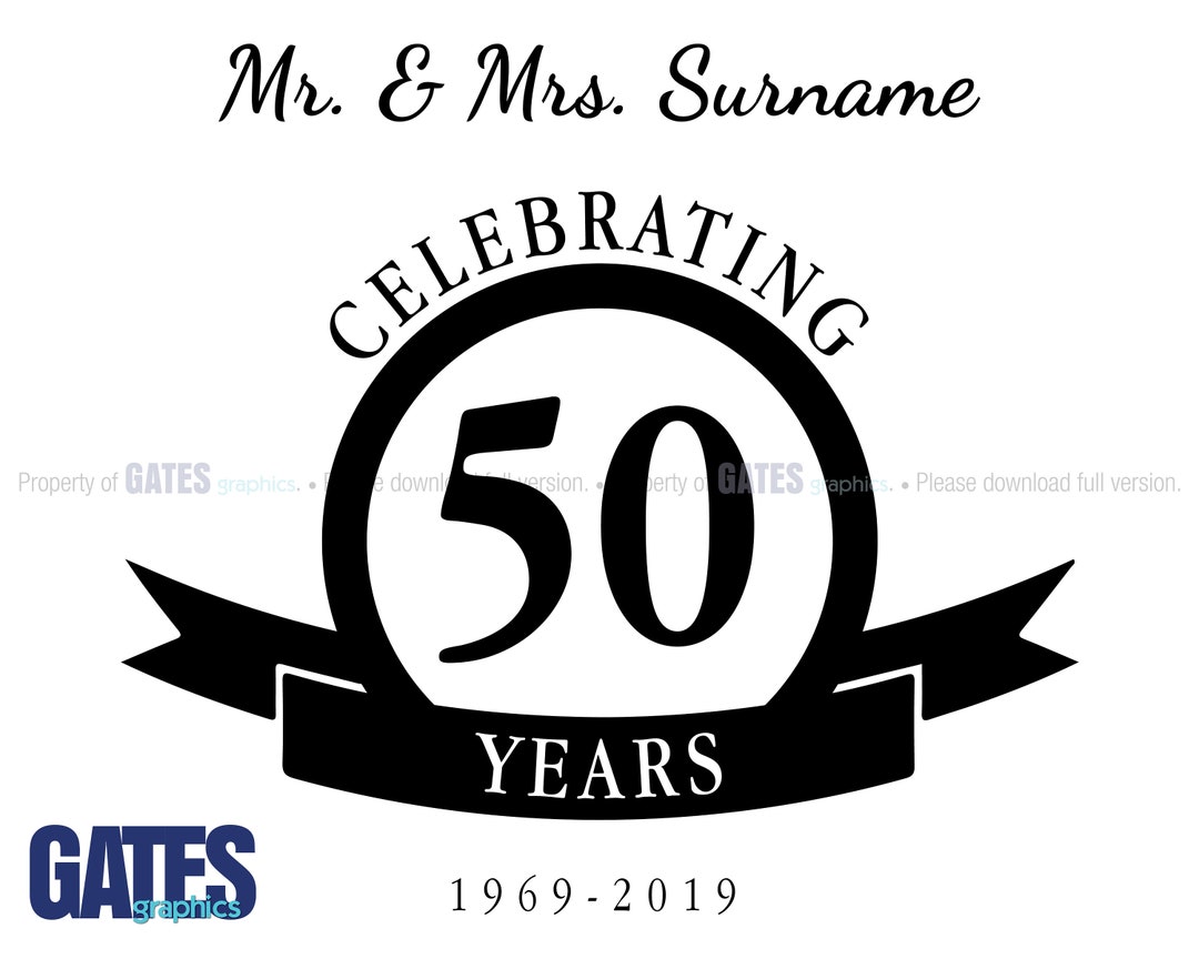 Personalized, Custom, 50 Year Anniversary Logo, Celebrating 50