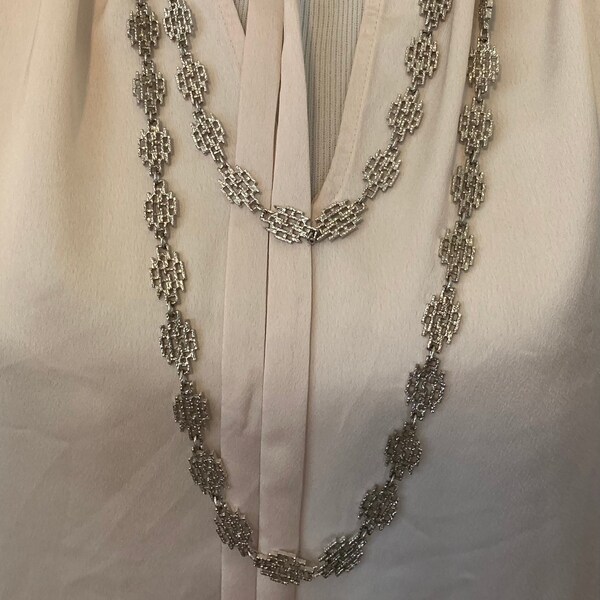 Vintage D’Orlan Abstract  Silver Tone Rope Necklace