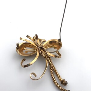 Vintage AREGEL 12k Gold Filled Bow Dangle Brooch with Amethyst Glass Stone image 7
