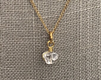 Vintage Gold Filled Chain with Handmade Herkimer Diamond Pendant