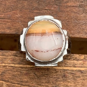 Vintage Art Deco Style Agate Ring Size 8.5