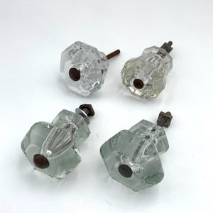 Antique Molded Mismatched Glass Drawer Pulls Group of Four