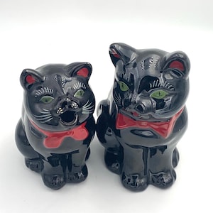 Vintage Shafford Japan Redware Black Cats Sugar and Creamer Set