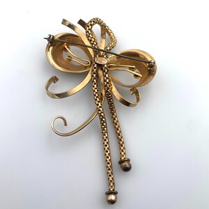 Vintage AREGEL 12k Gold Filled Bow Dangle Brooch with Amethyst Glass Stone image 6