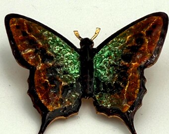 Vintage West Germany Copper and Enamel Butterfly Brooch