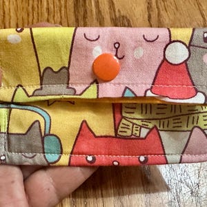 Cartera a presión MINI CAT CARD, cartera hecha a mano, cartera cosida, amante de los gatos, cartera de gato, cartera divertida, gatos lindos, hecha a mano
