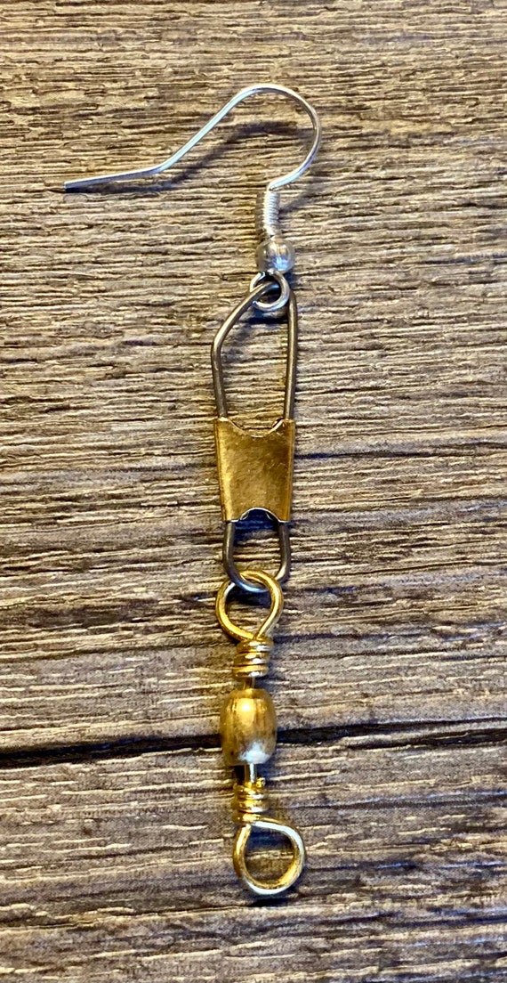 Earrings Swivel Fishing Tackle Gold & Silver Tone Steel Earrings with Seed Beads or Without, Fishing Earrings, Fishing, Swivel Earrings