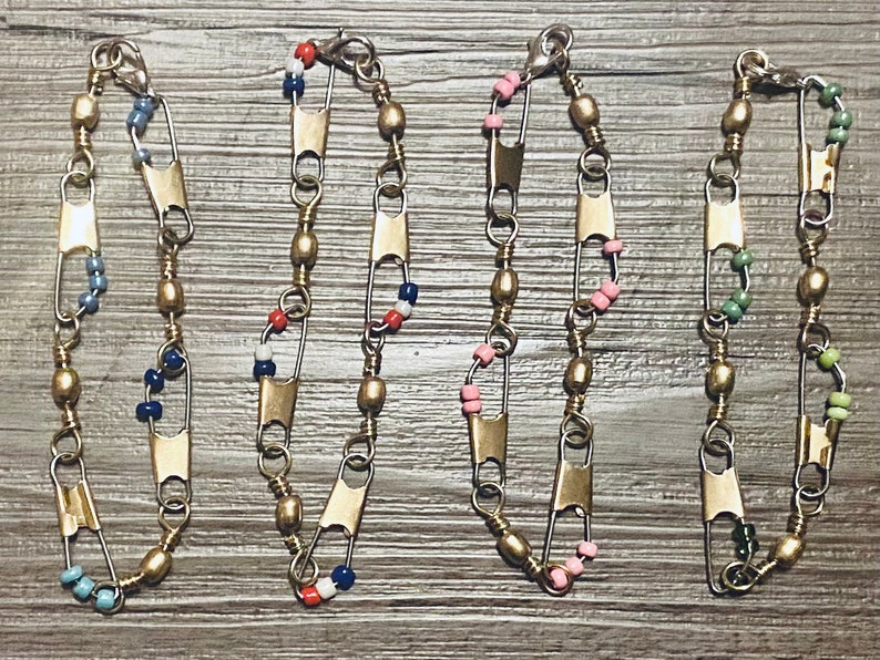 Bracelet SWIVEL FISHING TACKLE Gold & Silver Tone Steel Etsy