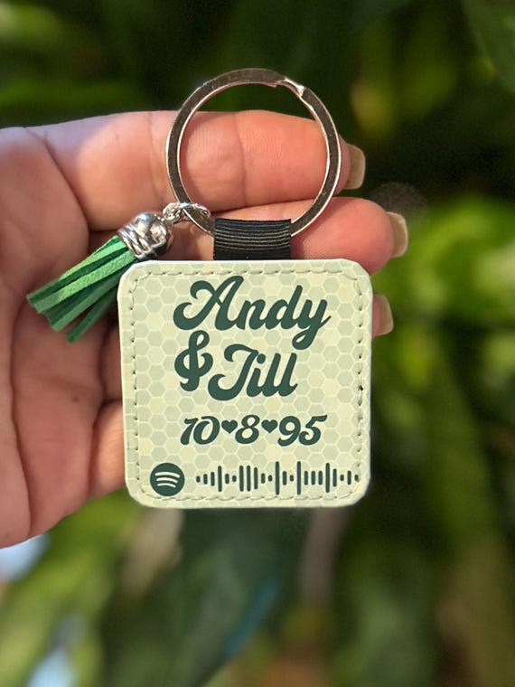 Personalized Spotify Code Keychain, Anniversary Gift, Song Keyring