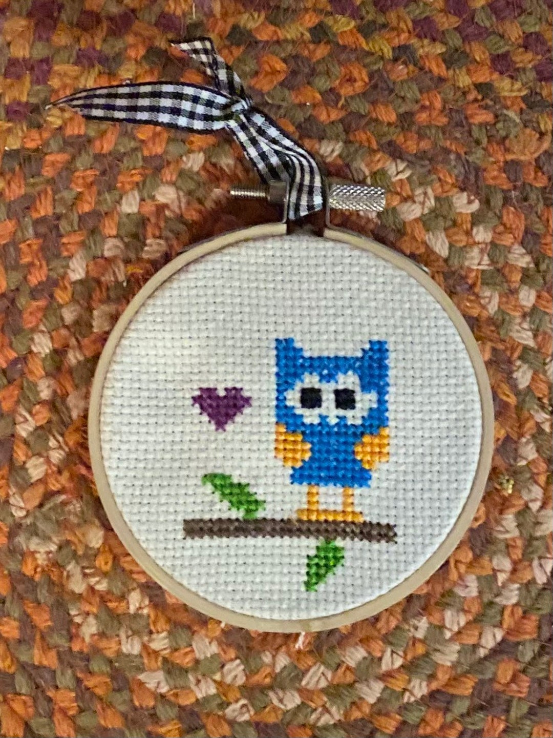 WISE OLD OWL Framed Completed Mini Cross Stitch, Custom Cross Stitch ...