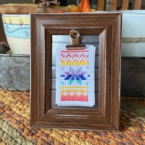 RAINBOW STAR pattern clipped Completed Mini Cross Stitch, rainbow, x stitch, cross stitch, colors, display art,tiered tray