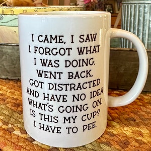 I CAME & SAW Printed Mug,came and saw and got confused, middle aged humor, elderly humor, laugh at yourself, funny mug, forgetfulness, humor