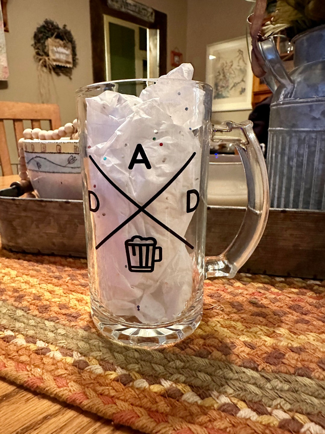 16oz GLASS DAD Beer Stein Father Dad Gift Dad Mug Custom Etsy