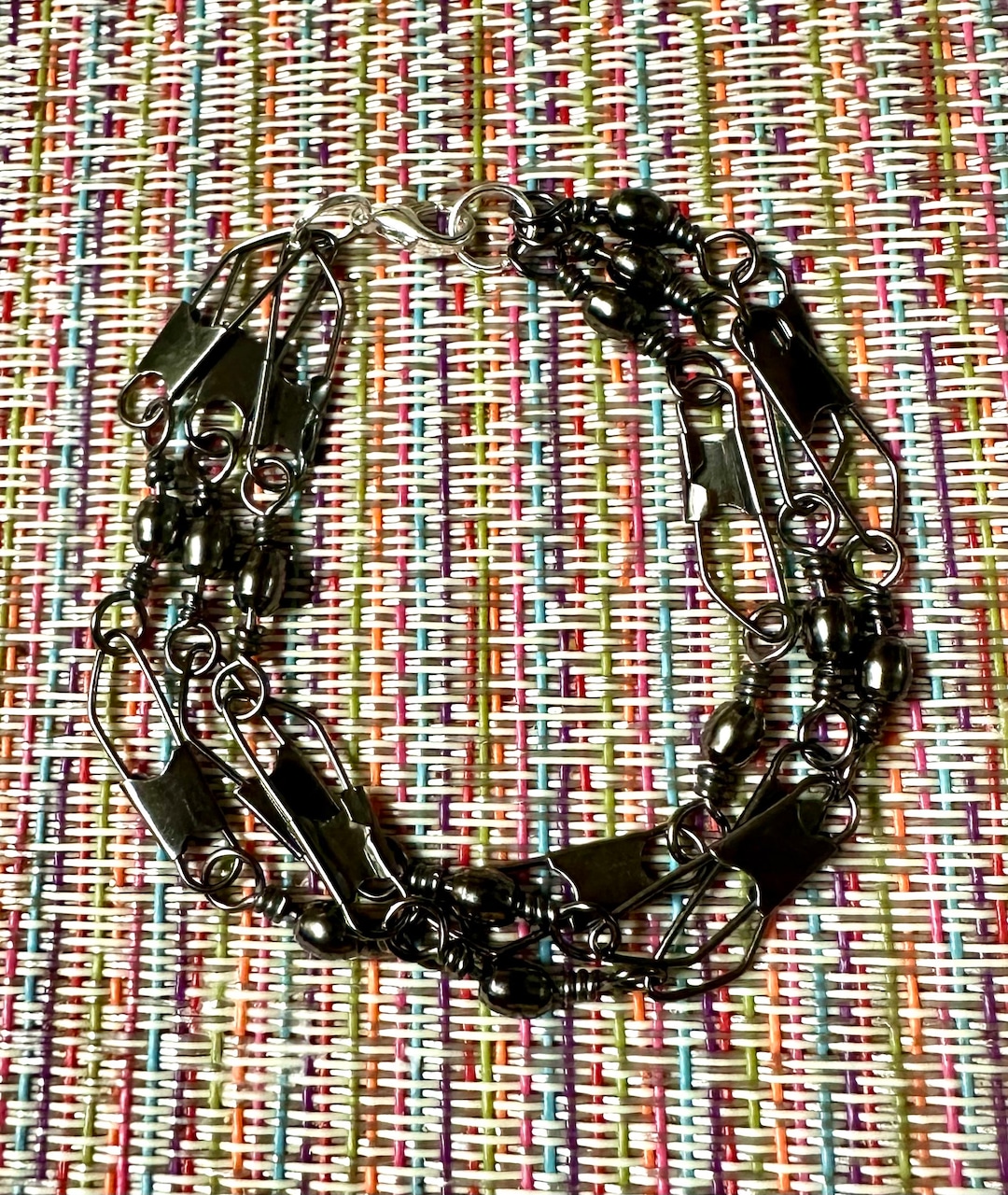 TRIPLE SWIVEL FISHING Tackle Steel Bracelet With Seed Beads or Without, Fishing Bracelet,rainbow