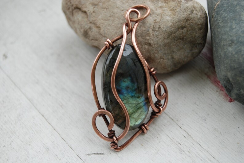 Labradorite Pendant Colorful Stone Necklace Pendant Unique Gift