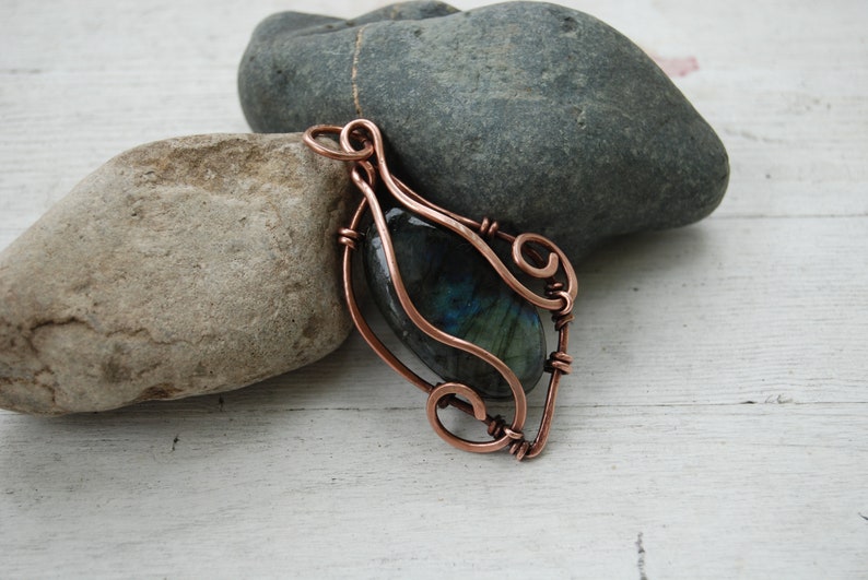 Labradorite Pendant Colorful Stone Necklace Pendant Unique Gift