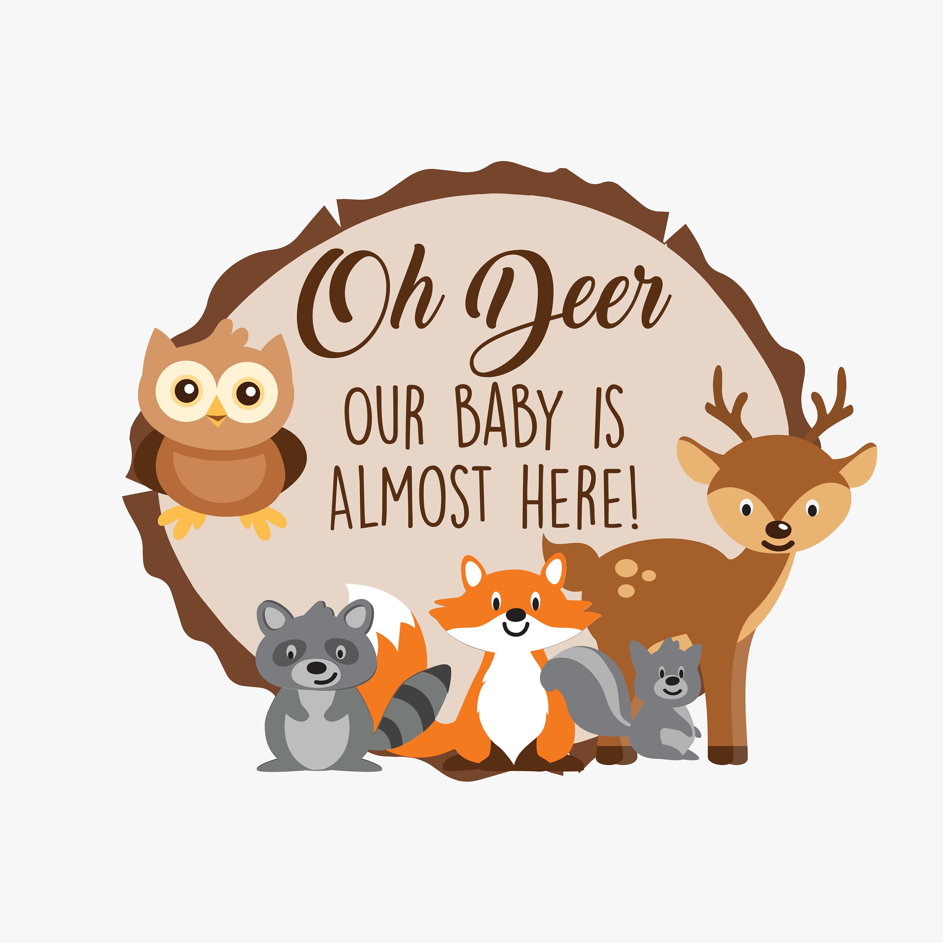 Oh Deer Our Baby is Almost Here Woodland Card Stock Sign. - Etsy UK