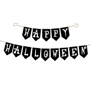 ハッピーハロウィンテーマバナー、白黒カードストック