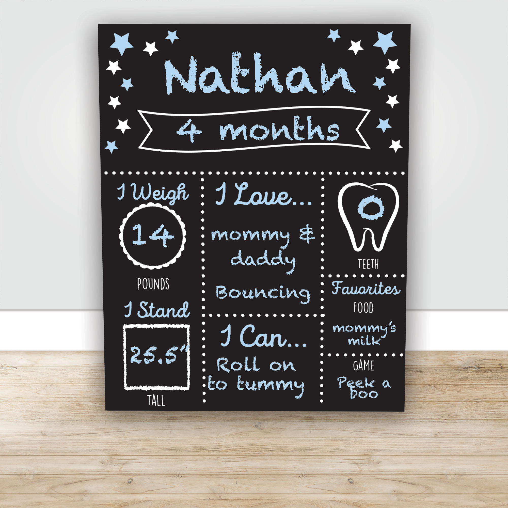 Baby Milestone Chalkboard Sign in White, Blue or Pink. Custom Name Etsy