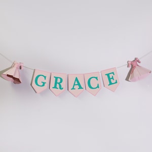 Custom Princess light Pink Little Mermaid Dress Name Banner carte stock party décor filles fête d’anniversaire