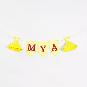 Custom Princess Yellow Beauty and the Beast Dress Name Banner card stock party decor girls birthday party party