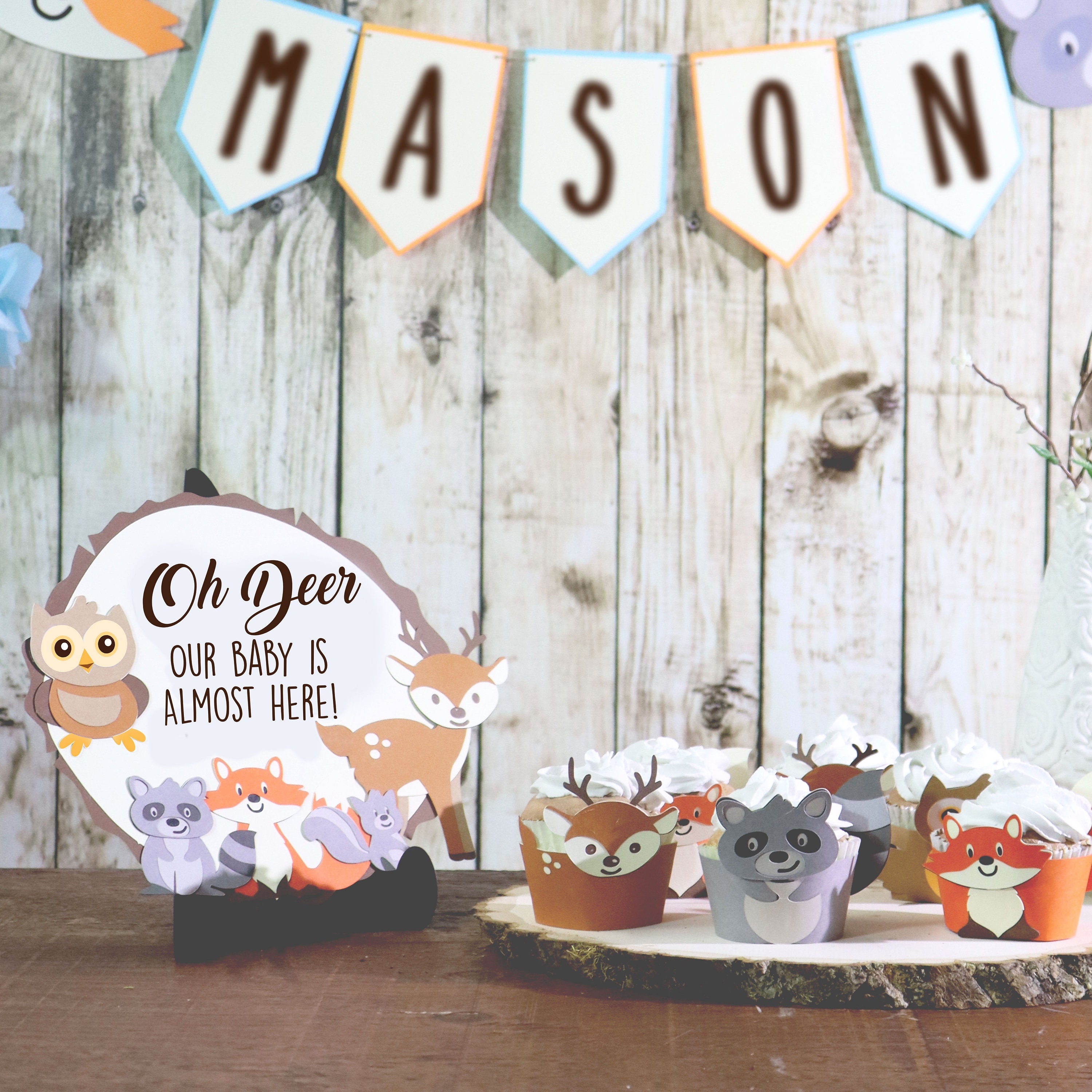 Oh Deer Our Baby is Almost Here Woodland Card Stock Sign. - Etsy UK
