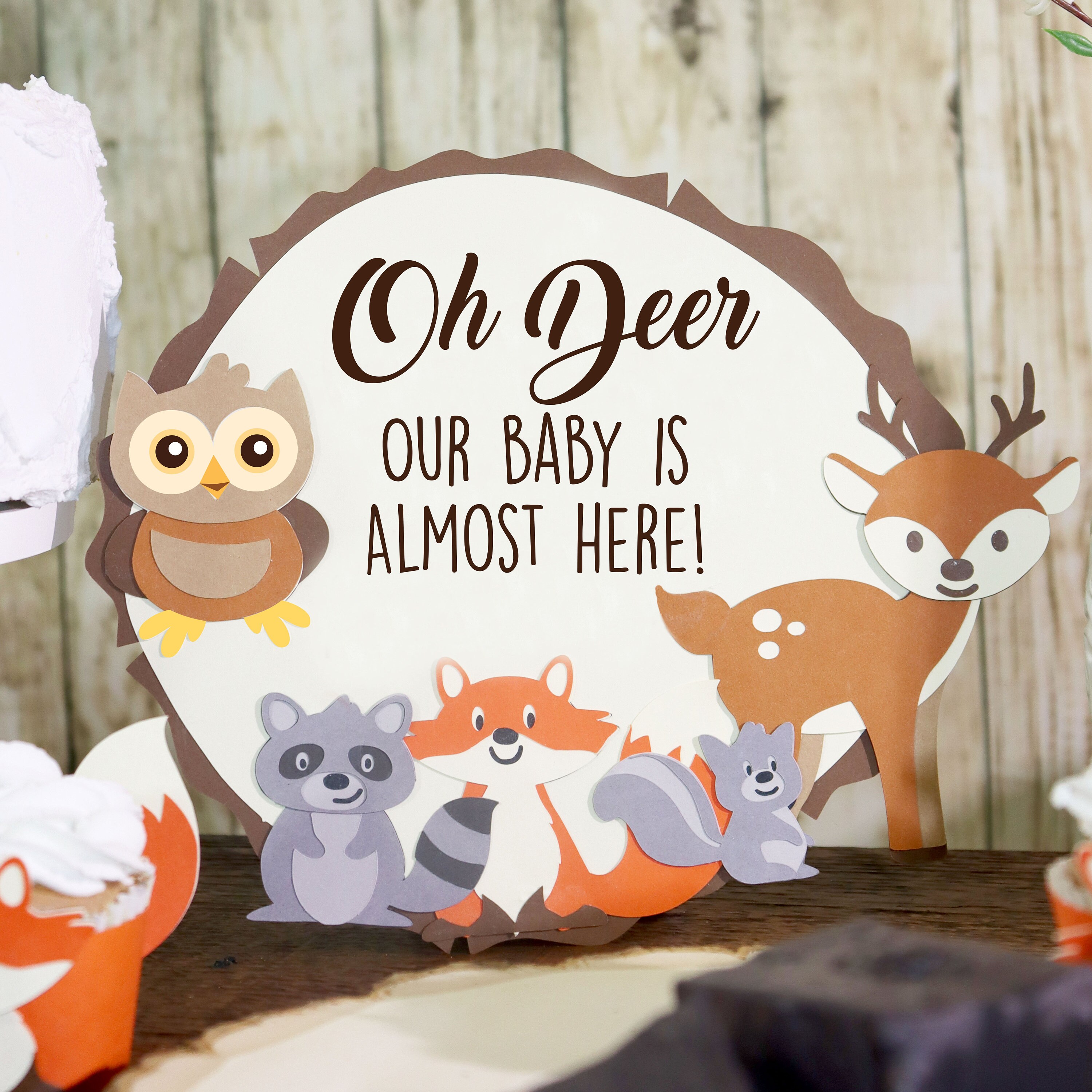 Oh Deer Our Baby is Almost Here Woodland Card Stock Sign. - Etsy UK