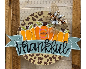 TEMPLATE-Thankful pumpkin banner | door hanger template | digital download | fall