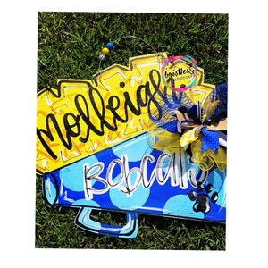 TEMPLATE-Cheerleader door hanger template | digital download | megaphone | Pom poms