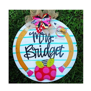 TEMPLATE- Teacher door hanger template | digital download | pencil | Apple | notebook paper