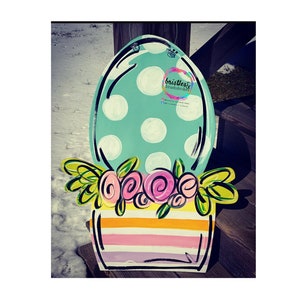 TEMPLATE-Easter egg door hanger template | flower pot | spring | rainbow