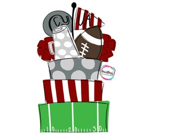 TEMPLATE- 3 tier football door hanger template | digital download | crimson | megaphone | Pom poms | elephant