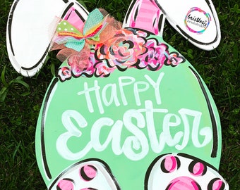 Easter egg door hanger template | digital download | bunny ears