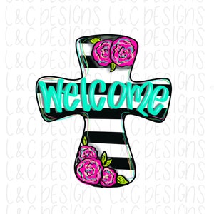 Sublimación cruzada / PNG Digital Descargar / floral / rayas blancas y negras