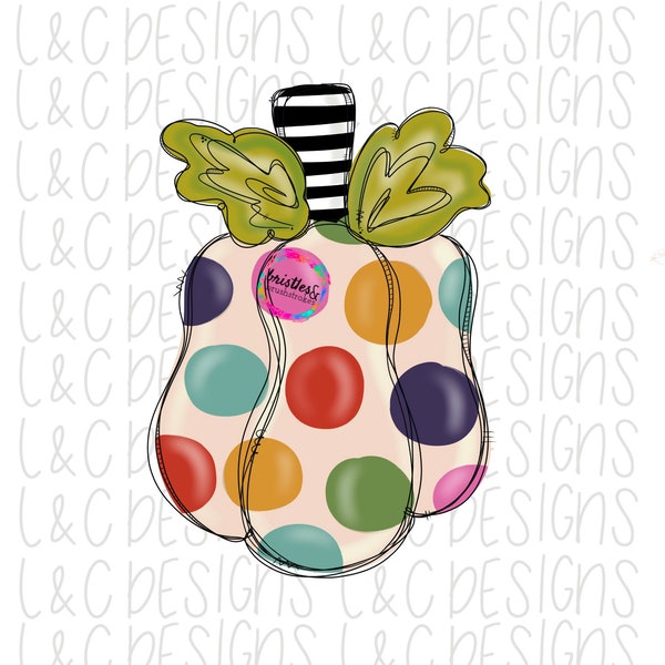 Pumpkin sublimation design | digital download | PNG | multicolored polka dots | fall