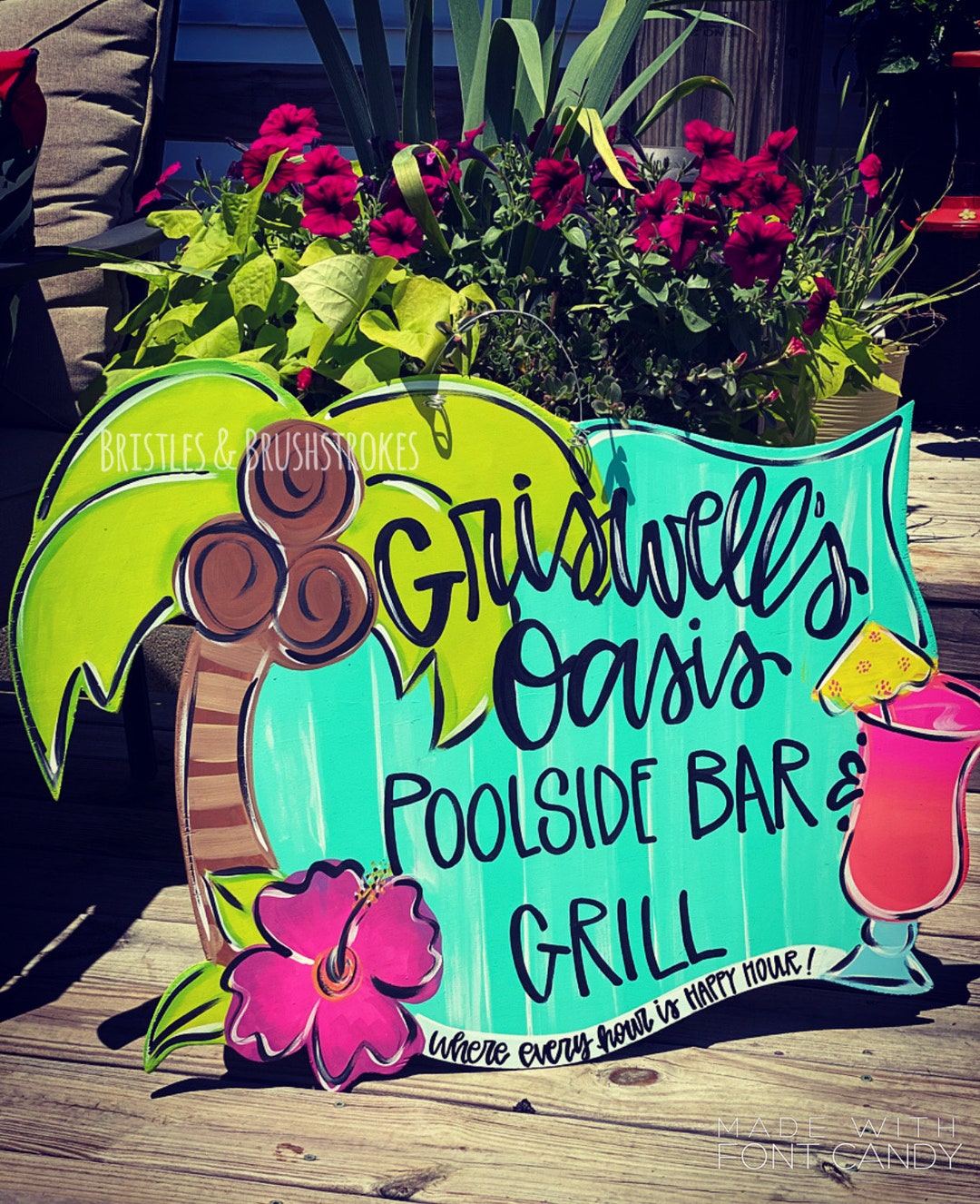 Summer Pool Door Hanger Template Oasis Palm Tree Etsy