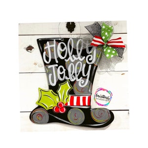 TEMPLATE-Holly jolly hat door hanger template | Digital Download | Christmas