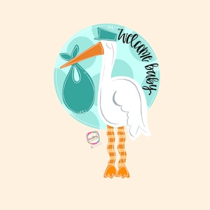 TEMPLATE- Baby stork | door hanger template | digital download